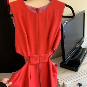 Red cut out mini dress
